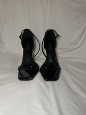 Saint Laurent YSL Opyum Black Patent Leather Gold Logo Heel Sandals zizeEU/IT 39 picture