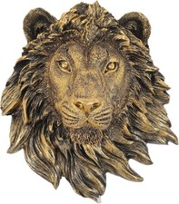 Veemoon Lion Head Wall Statue Resin Bronze Lion Head Wall Hanging Sculpture Wall picture