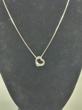 Tiffany And Co Necklace And Elsa Peretti Open Hart Pendant Necklace Box Chain #6 picture