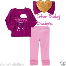 NWT Gymboree BUNDLED & BRIGHT Outfit CLOUD TOP LEGGINGS Heart HAIRCLIP, Size 2T picture