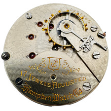Antique 18s 1908 Hampden Roman Double Sunk Railroad Pocket Watch Movement Anchor picture