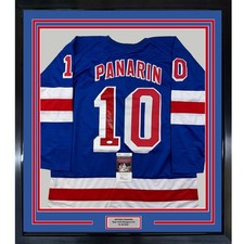 Framed Autographed/Signed Artemi Panarin 35x39 New York Blue Jersey JSA COA picture