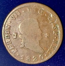 1820-J Spain 8 Maravedis Ferdinand VII Copper Jubia Mint KM#491 Antique picture