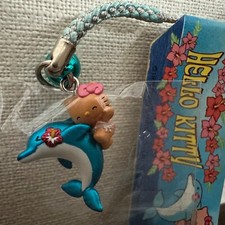 Suntanned Hello Kitty & Dolphin Vintage Keychain charm SANRIO Gotochi strap #890 picture