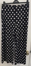 Chico's Wide Leg Pants Black White Polka Dot Ikat Stretch Jersey Size 0=Small picture