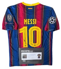 LIONEL MESSI Hand Signed FC Barcelona CL Home Rare Football Jersey ICONS COA picture