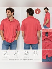 Classic Men's Polo Shirt - Coral Red, Size L picture