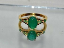 Natural Emerald 2.90 Ct Art Deco Antique Vintage Wedding Ring 14K Yellow Gold FN picture