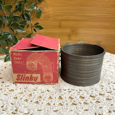 Vtg James Industries Metal Slinky Toy Original Red Box Walks Down Stairs 1950s picture