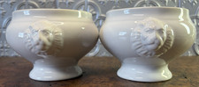 Le Gourmet Chef 2 Lion Head Pedestal Soup/Dip Bowls White Porcelain picture