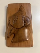 Vintage Hand Carved Wood Bird Wall Plaque Mid Century Modern Folk Art 10” picture