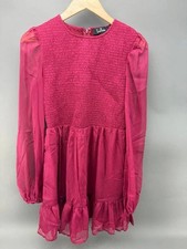Lulus Womens Berry Red Long Sleeve Smocked Mini Dress Size M picture