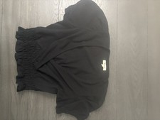 Madewell Women's Small Knit Seersucker Smock Waist Crop Top Black picture