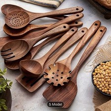 10PCS Wooden Kitchen Utensils Set Nonstick Cooking Spoons Spatula picture
