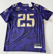 Adidas Washington Huskies Purple Camo Military #25 Football Jersey Men's M $140 picture