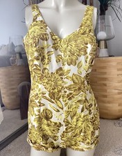 Vintage 1940s Floral swimsuit 1950s swim pin up dress romper playsuit Bradley picture