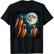 Women's Men Three Magical Hotdogs Howling at the Moon Meme Unisex T-shirt 2026 picture