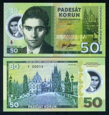 Czechoslovakia, 50 Korun, 2019 Private issue polymer - Franz Kafka F picture