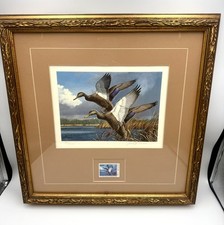 Beautiful Custom Framed 1984 Maine Migratory Waterfowl Print & Stamp Signed/Num. picture