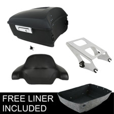 Matte Black King Trunk Backrest Two Up Mount Rack Fit For Harley Touring 14-2026 picture