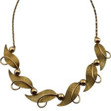 Vintage Krementz Signed Gold Tone Leaf Choker Necklace picture