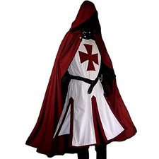 Medieval Crusader Knights Templar Tunic Renaissance Long Cloak Cos Costume picture