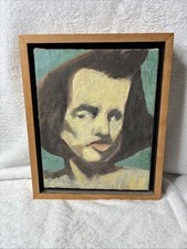 Vintage 1989 Original Portrait Painting Thomson Signed 8x10 Canvas NYC Framed picture