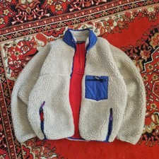 Vtg 80's Patagonia Classic Retro Cardigan Deep Pile Fleece Large Oatmeal USA  picture