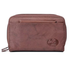 Julia Buxton Heiress Leather Double Zip Organizer Wallet RFID Mahogany Brown NWT picture