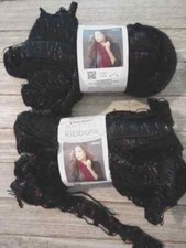 red heart boutique ribbons yarn crochet fireworks 42yd 3.5 ounce lot 2pc picture