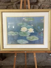 Claude Monet Water Lilies Evening Effect Gold Matted Gold Framed Art Print 22x18 picture