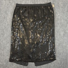 Vtg Stenay Sequin Skirt Women’s Medium Black Silk 80s Old Money Glam New Years picture