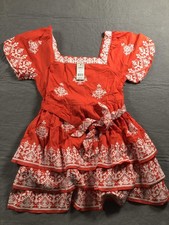 Boden Dress Womens 12 Red Floral Square Neck Puff Sleeve Belted Short NWT picture