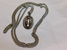 Vintage THEDA Sterling Silver Miraculous Medal Pendant Virgin Mary and 14