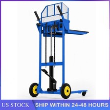450lbs Hydraulic Material Lift Winch Stacker Pallet Dolly 36