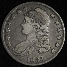 1834 LD SL Capped Bust Silver Half Dollar VF E338 GWOPM picture