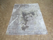 8'1 x 10 Hand Knotted Modern Abstract Gray Oriental Rug With Silk G9228 picture