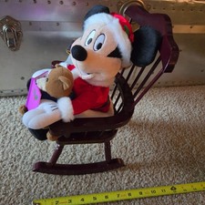 VTG Gemmy Disney Santa Mickey Mouse Rocking Chair Christmas Plush Bear Animated  picture