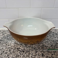 Vintage Pyrex Autumn Harvest 2.5 Qt Cinderella Mixing Bowl 443 Orange Wheat picture