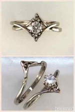 Art Deco Vintage Style Lab Created Diamond 925 Silver Wedding Bridal Ring Set picture