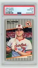 PSA 10 1989 Fleer #616 Bill Ripken FF Error Baltimore Orioles picture