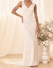 Lulus Spectacular Romance White Lace Wedding Dress NWT Size S picture