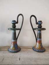 Pair PZH Candle Holders Art Nouveau Dutch Early 20thC Anjer 14