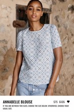 Sézane Annabelle Short-Sleeve Top Blouse in Blue  (FR 34/US 2)  picture