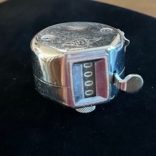 Vintage ATCO Hand Tally Counter Chrome Metal 4 Digit Manual Clicker Reset Knob picture