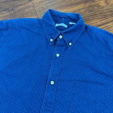 Gustin Shirt Mens XL Blue Dot Classic Fit Long Sleeve Pocket Cotton Made in USA picture
