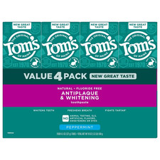 4PK. Tom's of Maine Fluoride-Free Antiplaque & Whitening Toothpaste Peppermint picture