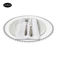 25pc Clear Round Charger Plates, Table Charger Plates, Dinner Charger Plates Set picture