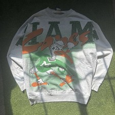 America's Favorites Miami Hurricanes Crewneck Sweatshirt XL Gray Green Orange picture