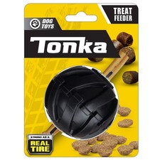Tonka Mega Tread Ball Treat Holder Dog Toy, 3 inch Ball, Black  picture